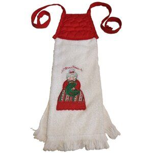 Vintage Cannon? Christmas Mrs Claus Kitchen Towel Quilted Top Tie Made in USA
